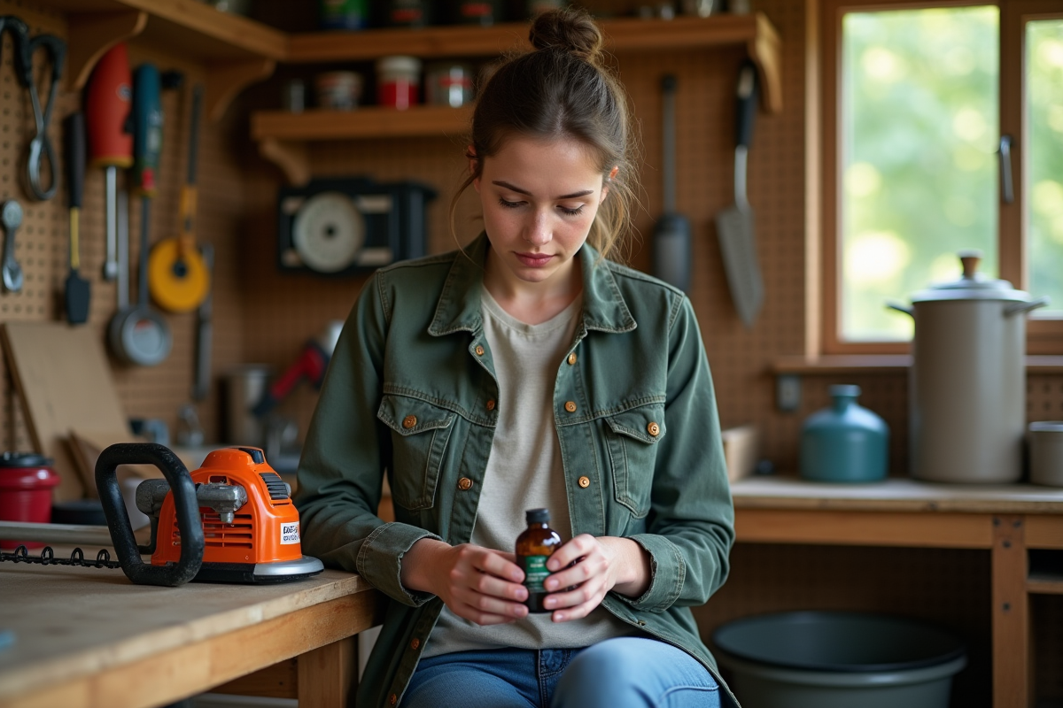 Jeune femme lisant une bouteille d