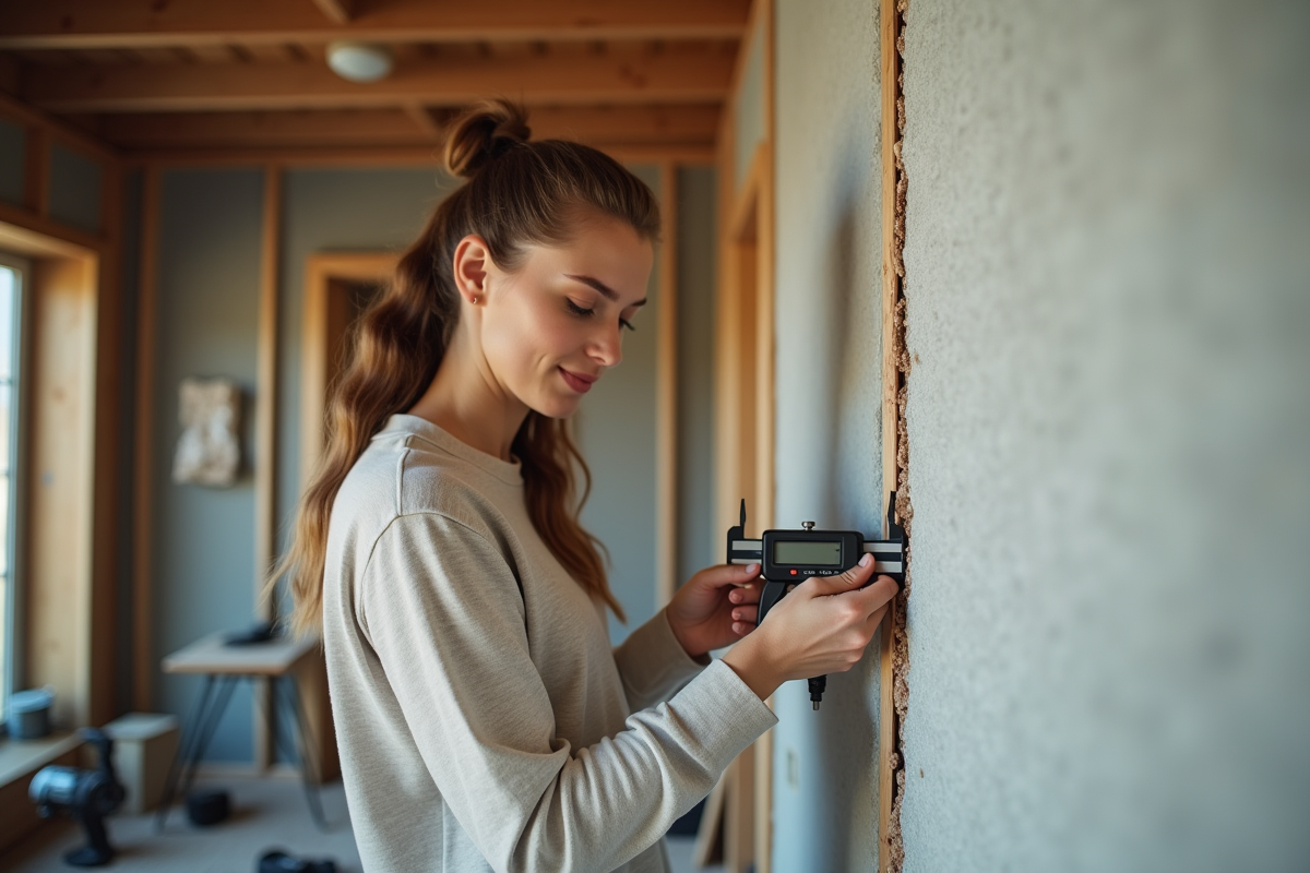 Jeune femme mesurant l