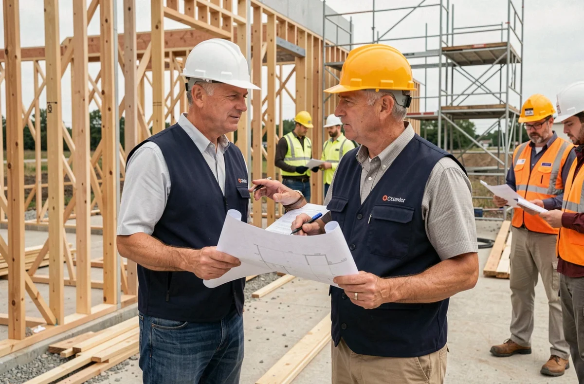 Coordinateur de Miquel Coordination dirigeant une réunion de chantier avec des artisans