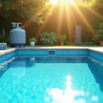 Piscine moderne avec eau claire et système de filtration économe