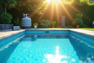 Piscine moderne avec eau claire et système de filtration économe
