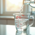 Verre mesureur d'eau sur plan de travail lumineux